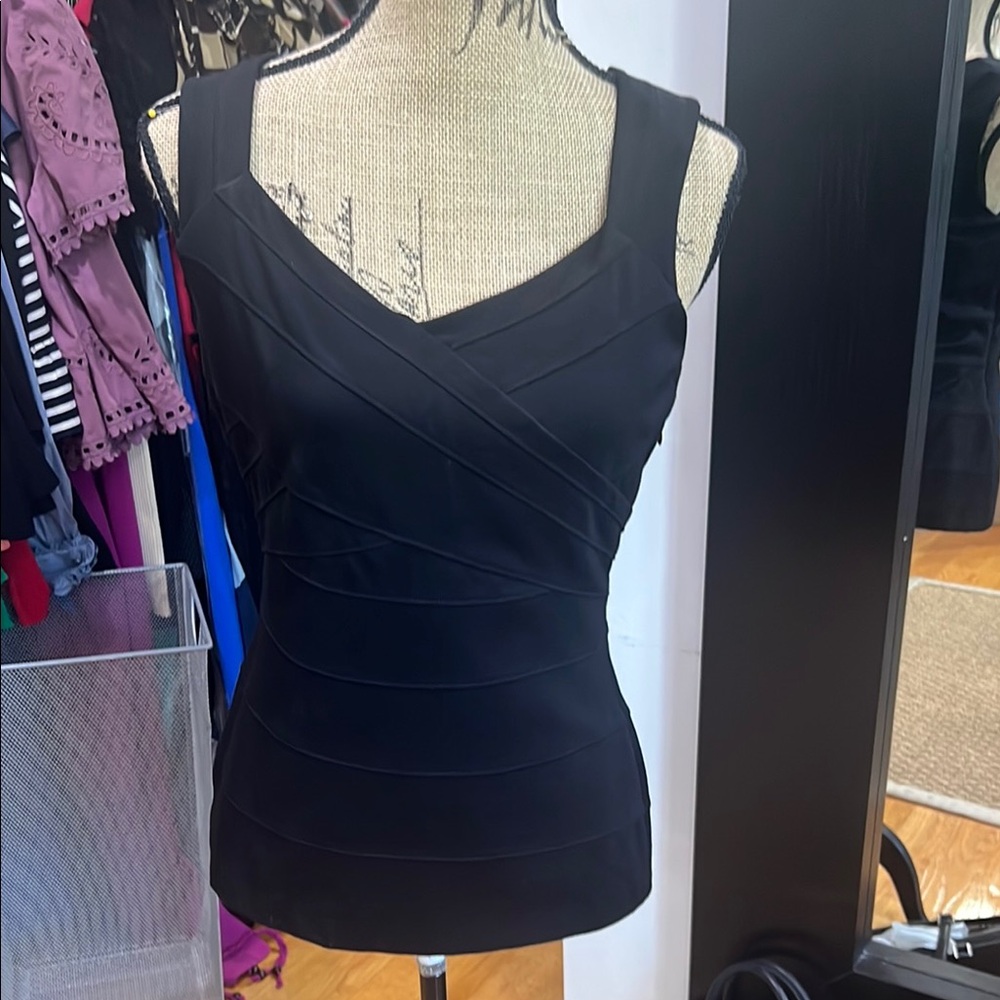 White House Black Market Fitted Black Sleeveless Tank Top